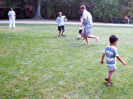 Chris doesn't seem too interested in the action!