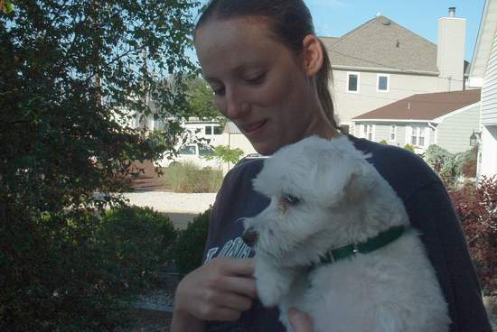 Amy and Casper in the front yard.