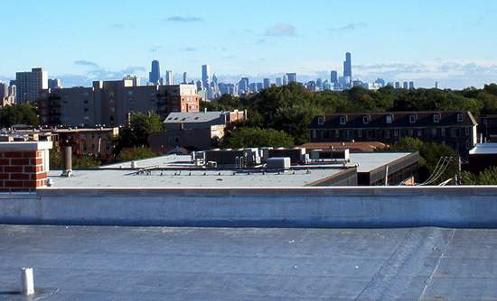 Cool view of downtown from the roof!
