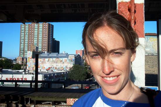 Jen waiting on the train!