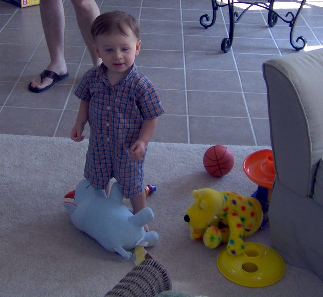 Connor surveying his treasure!