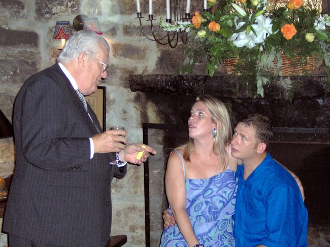 The happy couple getting some advice!