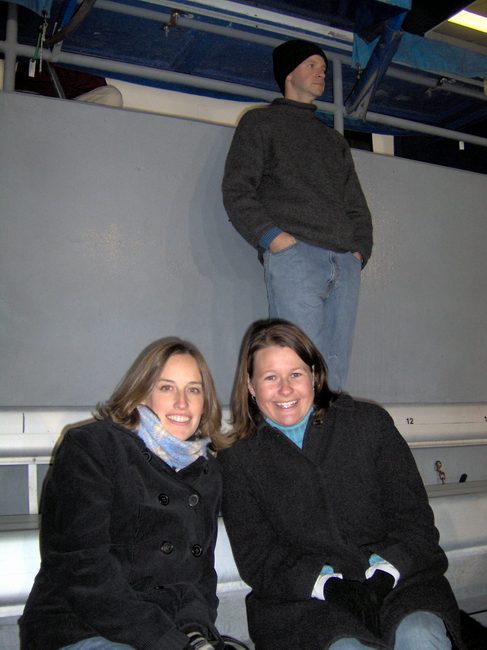 The ladies are cold but happy!  Ben is concerned about victory over the opposing side!
