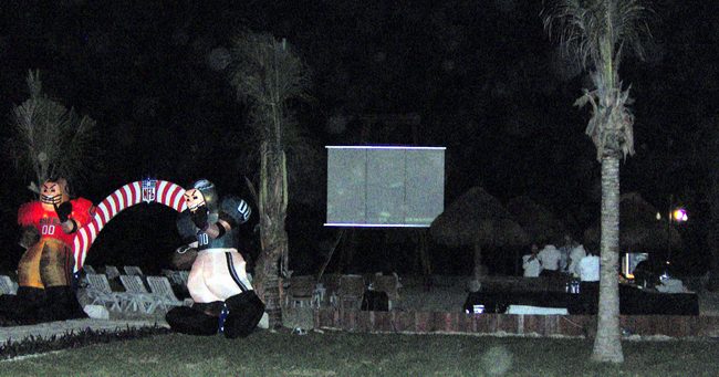 They put up a huge screen and we watched Monday Night Football on the beach!