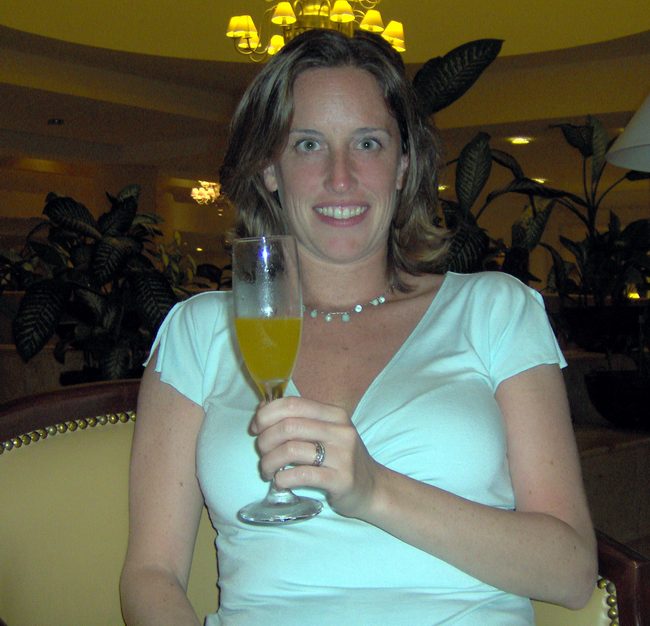 Jen enjoying a Bellini!