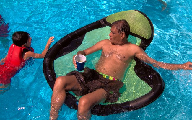 Grandpa is lounging!