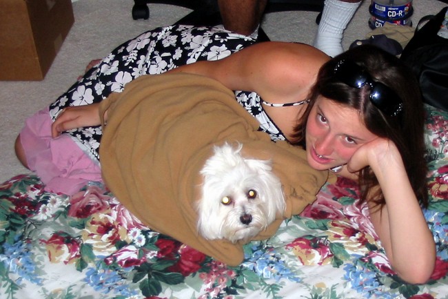 Megan hanging out with the dog!
