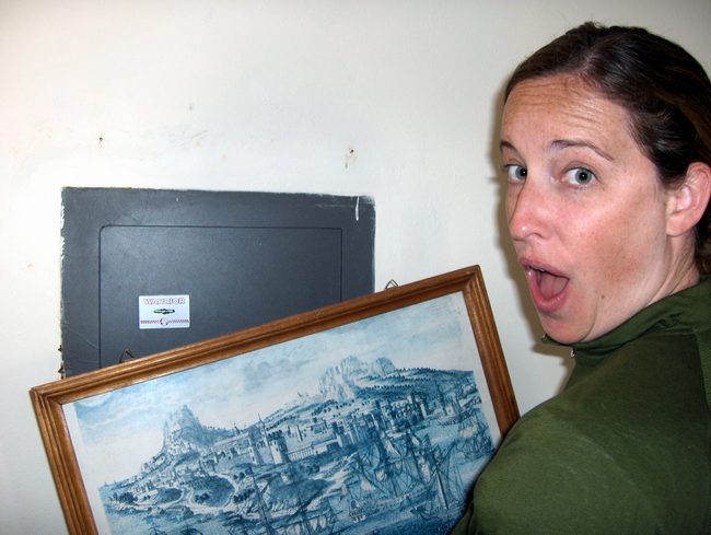 its hiding an old school safe!