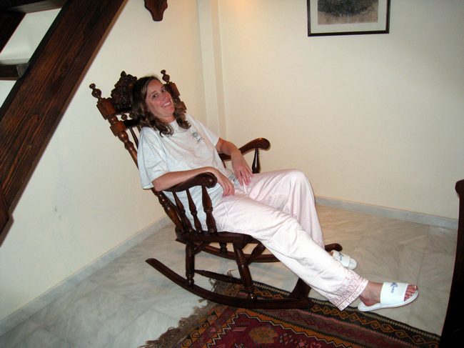 Jen relaxing in the rocking chair!