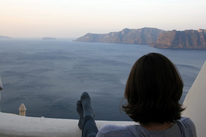 Amy enjoying their view off the balcony!