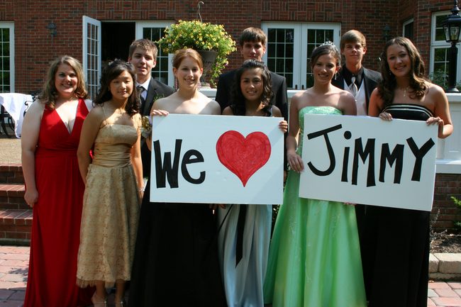 A nice show of support for Jimmy who got in bad car wreck right before prom.