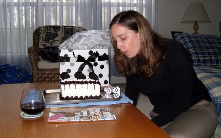 Blowing out another 29!  It really does save me money on candles!