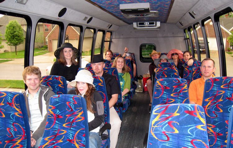 13 people ride the bus up to the derby.  Only 12 will ride back!
