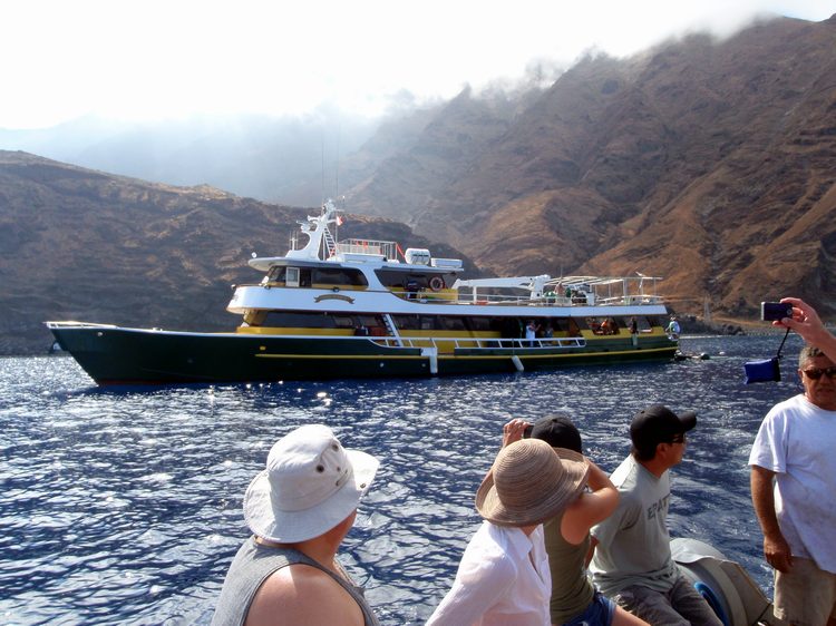 Floating away from the safety of the boat!