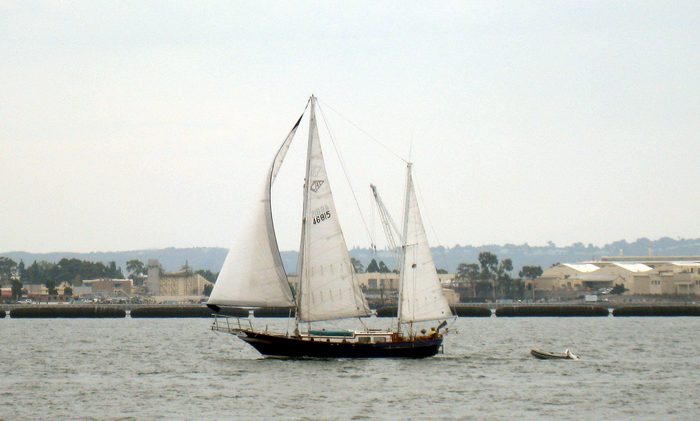 This sailboat went by while we ate!