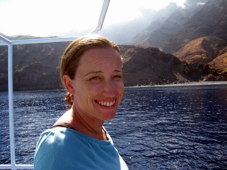 Jen's ready to see the aerial view of the sharks!