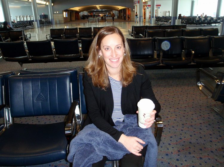 Jen is excited to get our vacation started!