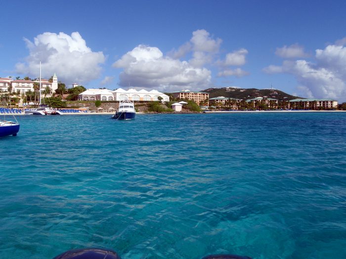 Looking back at the hotel from the boat!