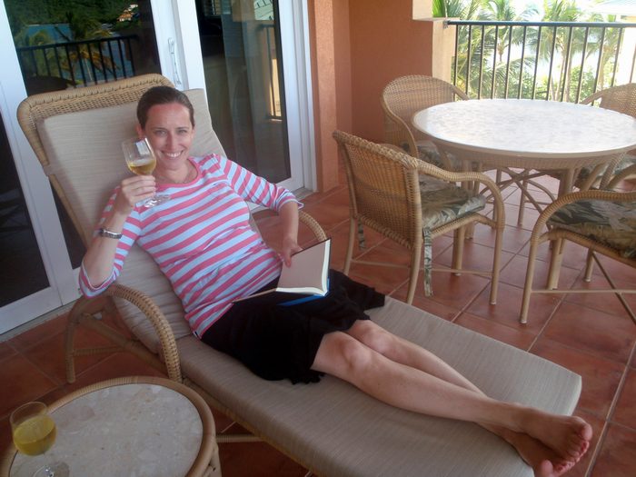 Always wanting to win, Jen enjoys the patio both ways!