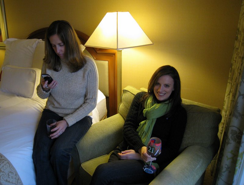 Jen keeping an eye on Pat's flight but Megan seems happy!