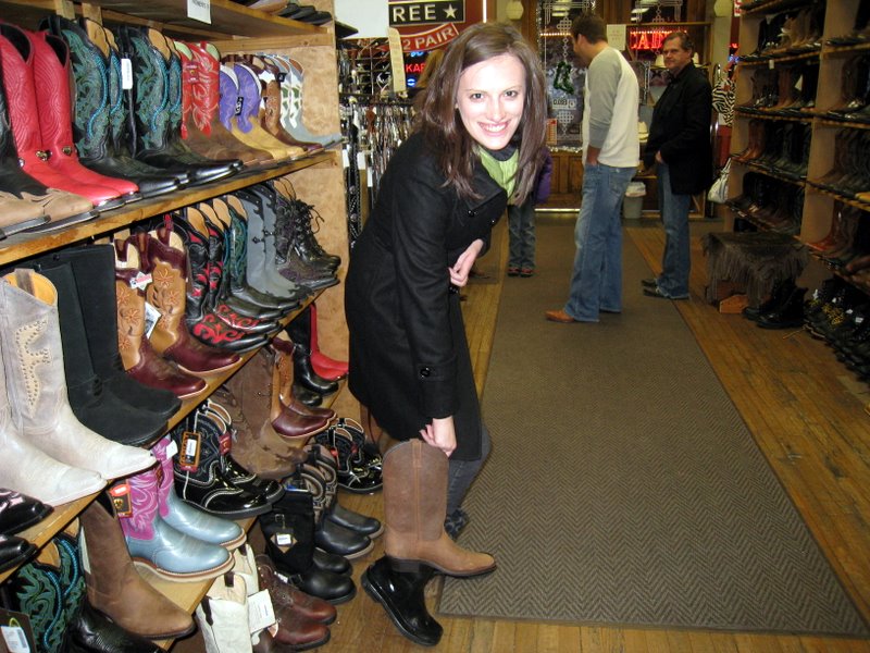 After the bar, we actually went boot shopping at Ryan's request!
