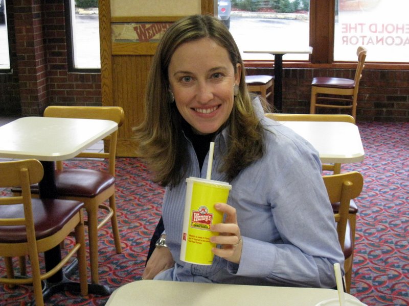 Next day at the family Wendy's!  Megan enjoyed it as much as Pat did years ago!