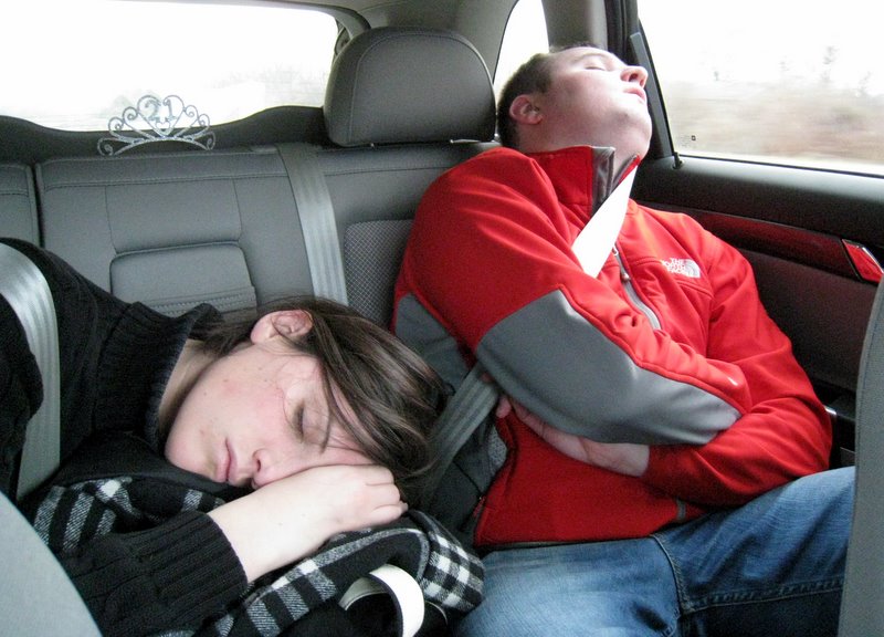 Sleeping beauties enjoying the car ride home!