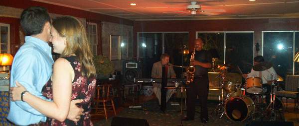 Grooving to the band.