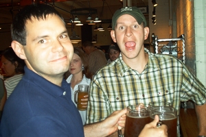 Ben says,"Hey, they have beer here!"