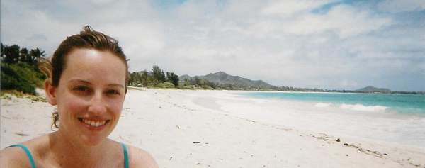 Jen and the deserted beach!